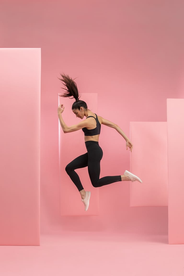 product photography houston woman jumping